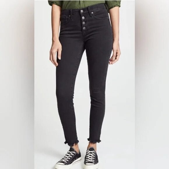 madewell 9" High Rise Skinny Cut Off Jeans-Washed Black - Picture 2 of 13